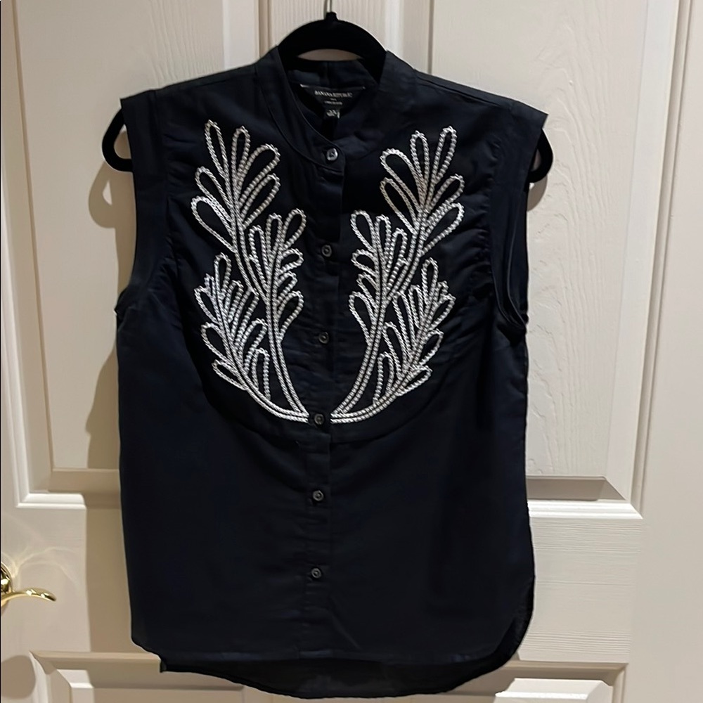 Banana Republic Factory Black Embellished Button Down Shirt